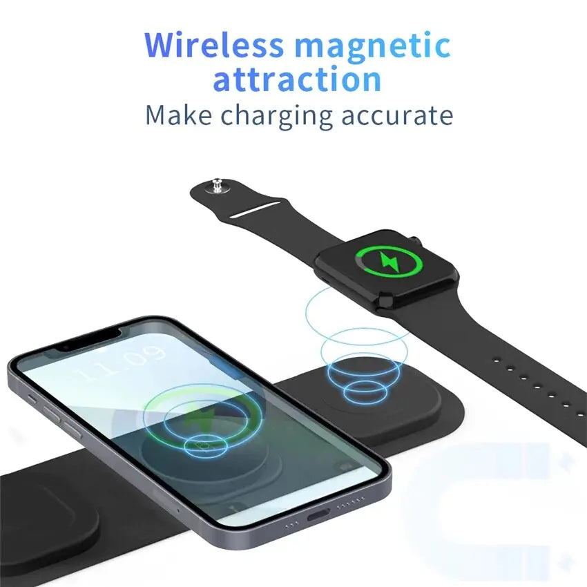 30W 3 In 1 Magnetic Wireless Charger Pad For iPhone